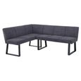 Maldon Grey Ceramic Dining Set - Bronx Dark Grey Fabric 1 LHF Corner Bench, 1 Low Bench and 1 Chair
