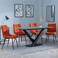 Maldon Grey Ceramic Dining Set - Corona Orange Fabric Dining Chair