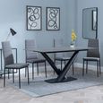 Maldon Grey Ceramic Dining Set - Lido Dark Grey Fabric Dining Chair with Black Legs