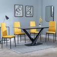 Maldon Grey Ceramic Dining Set - Lido Yellow Fabric Dining Chair with Black Legs