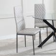 Maldon Grey Ceramic Dining Set - Metro Beige Leather Dining Chair with Black Legs