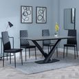 Maldon Grey Ceramic Dining Set - Metro Black Leather Dining Chair with Black Legs