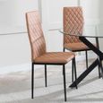 Maldon Grey Ceramic Dining Set - Metro Burnt Orange Leather Dining Chair with Black Legs