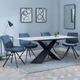Merlin White Ceramic Dining Set - Boden Dark Grey Fabric Swivel Dining Chair