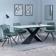 Merlin White Ceramic Dining Set - Boden Green Fabric Swivel Dining Chair
