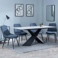 Merlin White Ceramic Dining Set - Darwin Dark Grey Fabric Dining Chair