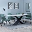 Merlin White Ceramic Dining Set - Darwin Green Fabric Dining Chair