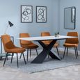 Merlin White Ceramic Dining Set - Darwin Orange Fabric Dining Chair