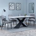 Merlin White Ceramic Dining Set - Peyton Grey Fabric Dining Chair