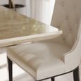 Milan Travertine Beige Engineered Marble Dining Set - Carmela Cream Leather Dining Chair