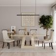 Milan Travertine Beige Engineered Marble Dining Set - Carmela Cream Leather Dining Chair