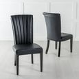Milan Grey Marble Dining Set - Cadiz Black Leather Dining Chair