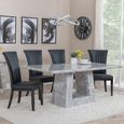 Milan Grey Marble Dining Set - Cadiz Black Leather Dining Chair