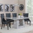 Milan Grey Marble Dining Set - Carmela Black Leather Dining Chair