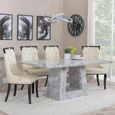 Milan Grey Marble Dining Set - Carmela Cream Leather Dining Chair