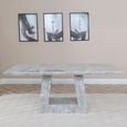 Milan Grey Marble Dining Set - Jamison Beige Faux Leather Dining Chair