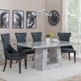 Milan Grey Marble Dining Set - Mimi Black Leather Dining Chair