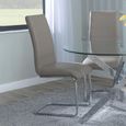 Milan Grey Marble Dining Set - Roma Beige Faux Leather Dining Chair
