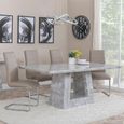 Milan Grey Marble Dining Set - Roma Beige Faux Leather Dining Chair
