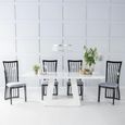 Milan White Marble Dining Set - Athena Black High Gloss Slatted Back Dining Chair with Grey Seat Pads
