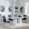 Milan White Marble Dining Set - Bianco Black Faux Leather Dining Chair