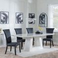 Milan White Marble Dining Set - Cadiz Black Leather Dining Chair