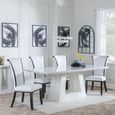Milan White Marble Dining Set - Cadiz White Leather Dining Chair