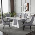 Milan White Marble Dining Set - Mimi Grey Leather Dining Chair