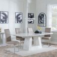 Milan White Marble Dining Set - Roma Beige Faux Leather Dining Chair