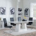 Milan White Marble Dining Set - Roma Black Faux Leather Dining Chair
