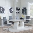 Milan White Marble Dining Set - Roma Grey Faux Leather Dining Chair