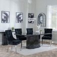 Naples Black Marble Dining Set - Knocker Back Black Velvet Fabric Dining Chair with Chrome Legs