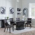 Naples Black Marble Dining Set - Paris Brown Leather Dining Chair with Brown Legs