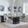 Naples Black Marble Dining Set - Roma Beige Faux Leather Dining Chair
