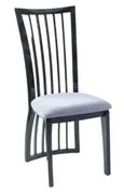 Naples White Marble Dining Set - Athena Black High Gloss Slatted Back Dining Chair with Grey Seat Pads