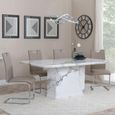 Naples White Marble Dining Set - Bianco Beige Faux Leather Dining Chair