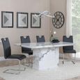 Naples White Marble Dining Set - Bianco Black Faux Leather Dining Chair