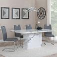Naples White Marble Dining Set - Bianco Grey Faux Leather Dining Chair