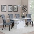 Naples White Marble Dining Set - Cadiz Grey Leather Dining Chair