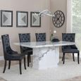Naples White Marble Dining Set - Carmela Black Leather Dining Chair
