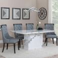 Naples White Marble Dining Set - Carmela Grey Leather Dining Chair