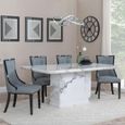 Naples White Marble Dining Set - Paris Grey Leather Dining Chair with Black Legs