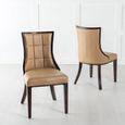 Naples White Marble Dining Set - Paris Taupe Leather Dining Chair with Brown Legs