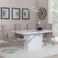 Naples White Marble Dining Set - Roma Beige Faux Leather Dining Chair