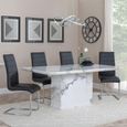 Naples White Marble Dining Set - Roma Black Faux Leather Dining Chair