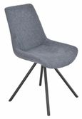 Novara Dining Set - 4 Seater - 130cm - Round - Grey Ceramic - 4x Boden Dining Chairs - Dark Grey Fabric - Swivel