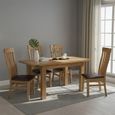 Original Extending Dining Set - 4-6 Seater - 120cm-153cm - Rustic Oak - 4 Toulouse Slatted Chair with Dark Brown Faux Leather Seat Pad