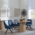 Palma Oak Oval Dining Set - Arctic Blue Velvet Fabric Swivel Dining Chair