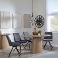 Palma Oak Oval Dining Set - Boden Grey Fabric Swivel Dining Chair