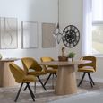 Palma Oak Oval Dining Set - Ion Mustard Velvet Fabric Swivel Dining Chair